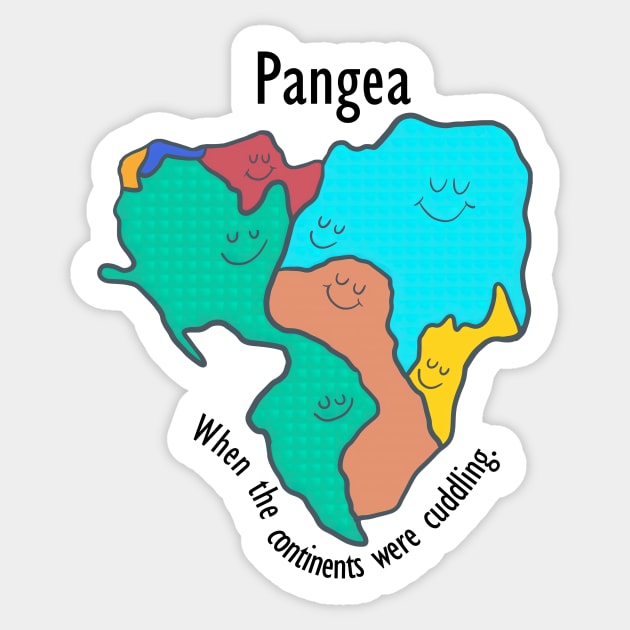 Pangea Continents Cuddling Multicolor Sticker by Alpenglow Workshop